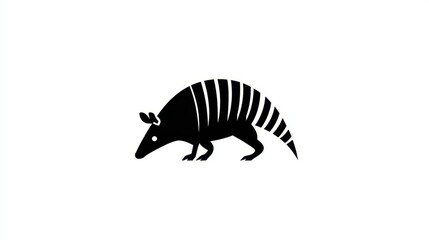 Silhouetted illustration of a nine-banded armadillo.
