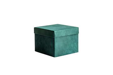 Naklejka premium Transparent background of a green gift box with gold floral design