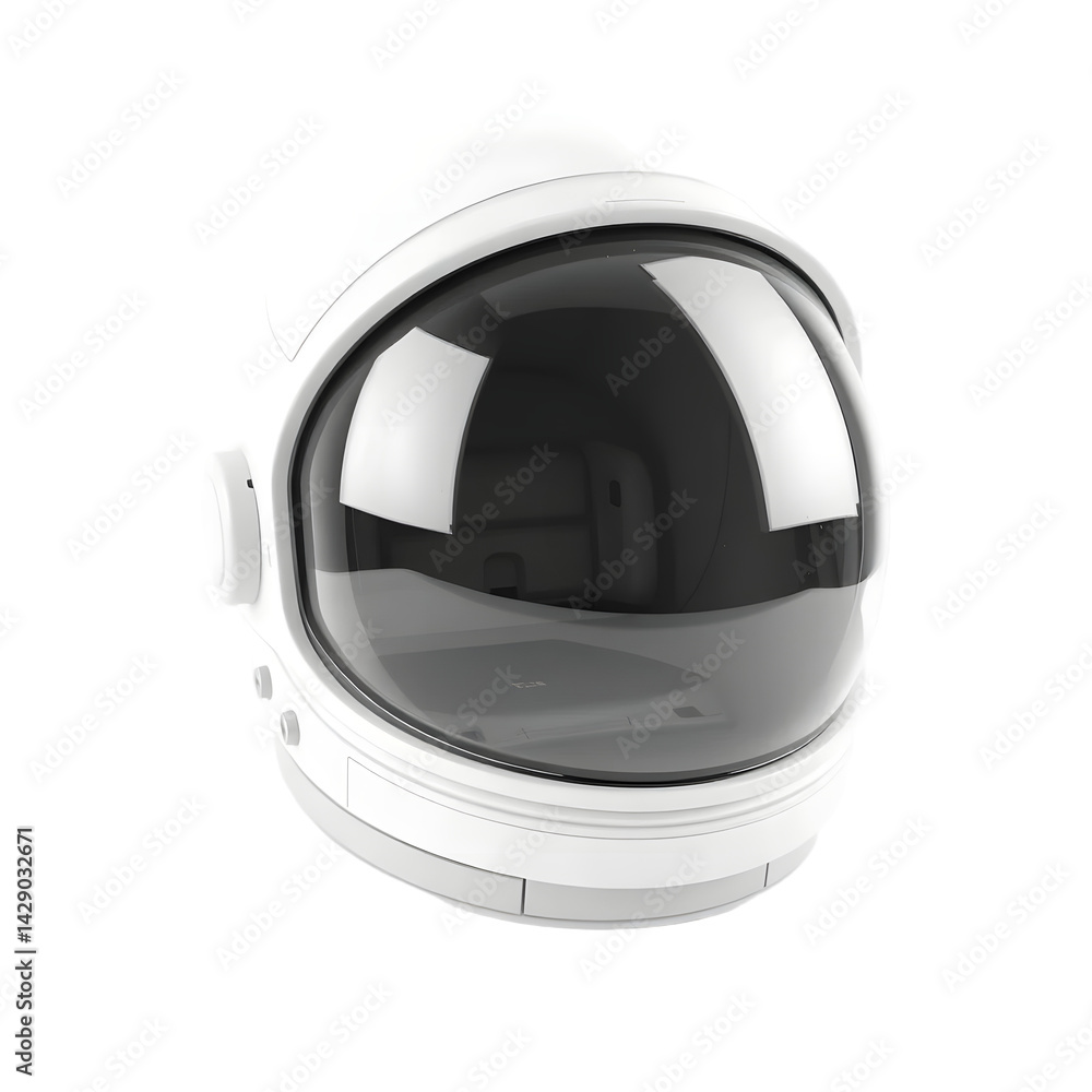 Poster astronaut helmet, realistic 3d rendering, isolated. space exploration concept, future technology, an