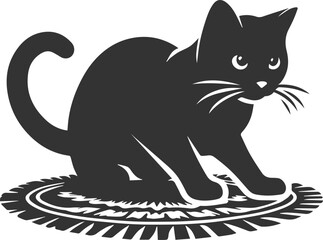 Playful cat vector silhouette