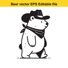 Bear vector wearing western hat