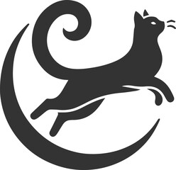 Playful cat vector silhouette