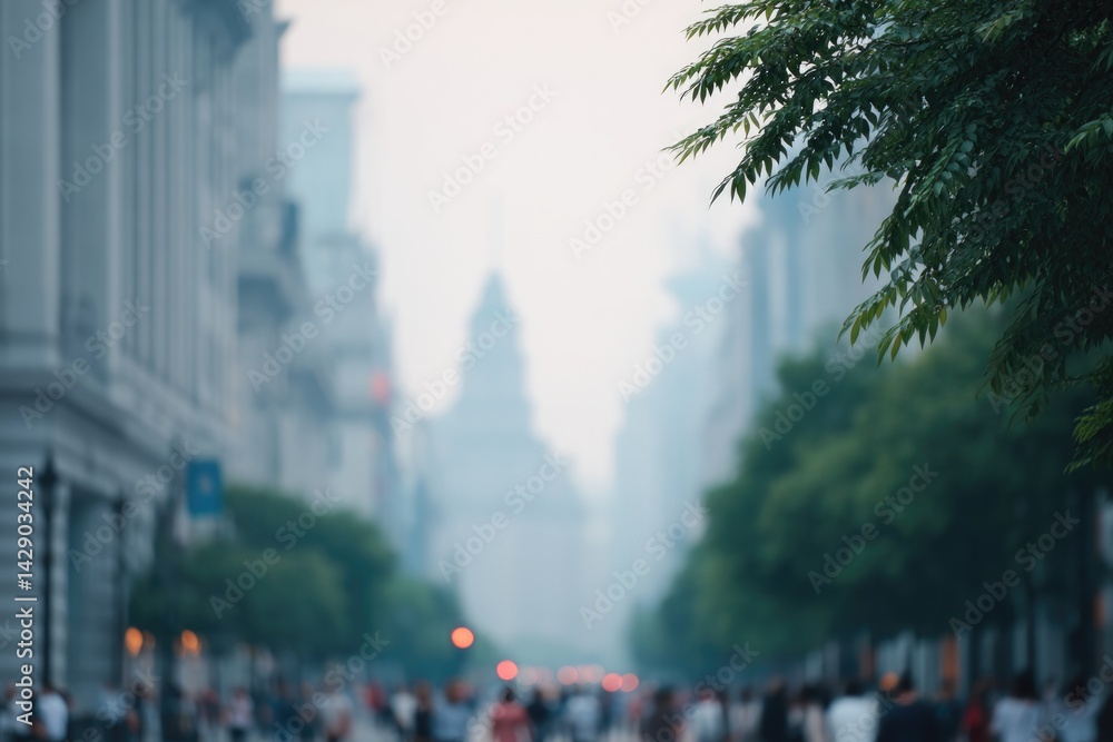 Aufkleber bustling street in china with people blurred in background clean image emphasized by clear foregroun