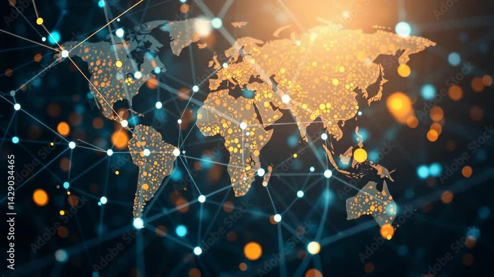 Poster electronic signals weaving through a global network a tapestry of tech connectivity 4k