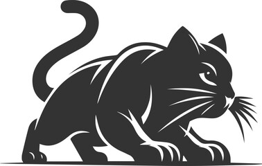 Playful cat vector silhouette