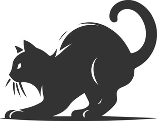 Playful cat vector silhouette