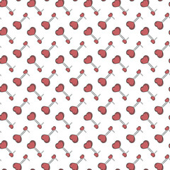 Seamless Pattern of Red Heart-Shaped Balloons on White Background