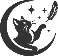 Playful cat vector silhouette