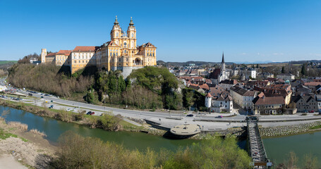 Fototapeta premium Melk in Austria. Old town panorama