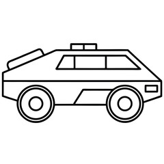 Armored Truck Vector in Line Art Style – Monochrome Design for Security