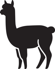 Alpaca icon silhouette style vector minimal art illustration on a white background
