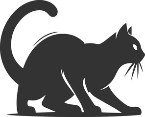 Playful cat vector silhouette