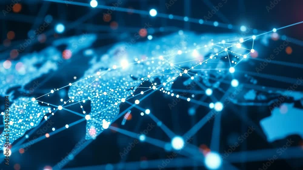 Poster electronic signals weaving through a global network a tapestry of tech connectivity 4k