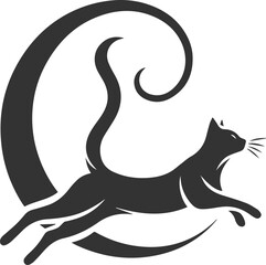 Playful cat vector silhouette