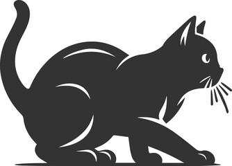 Playful cat vector silhouette