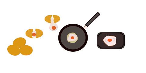 Fried Egg Illustration Set Hand Drawn Fried Egg Icon Egg Collection Vector Illustration