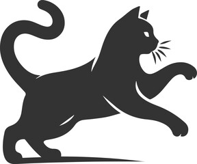 Playful cat vector silhouette