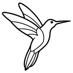 Sleek Hummingbird Outline Vector Design