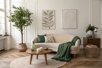 Modern luxury living room with stylish furniture and elegant interior design