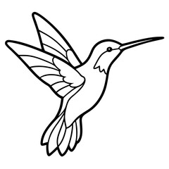 Sleek Hummingbird Outline Vector Design