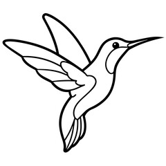 Sleek Hummingbird Outline Vector Design
