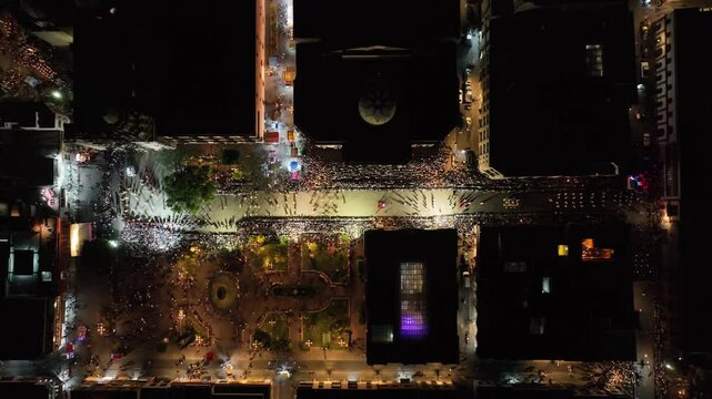 Aerial Drone Images of the Procession of Silence Ceremony in Plaza del Carmen, San Luis Potos&iacute;, During Holy Week