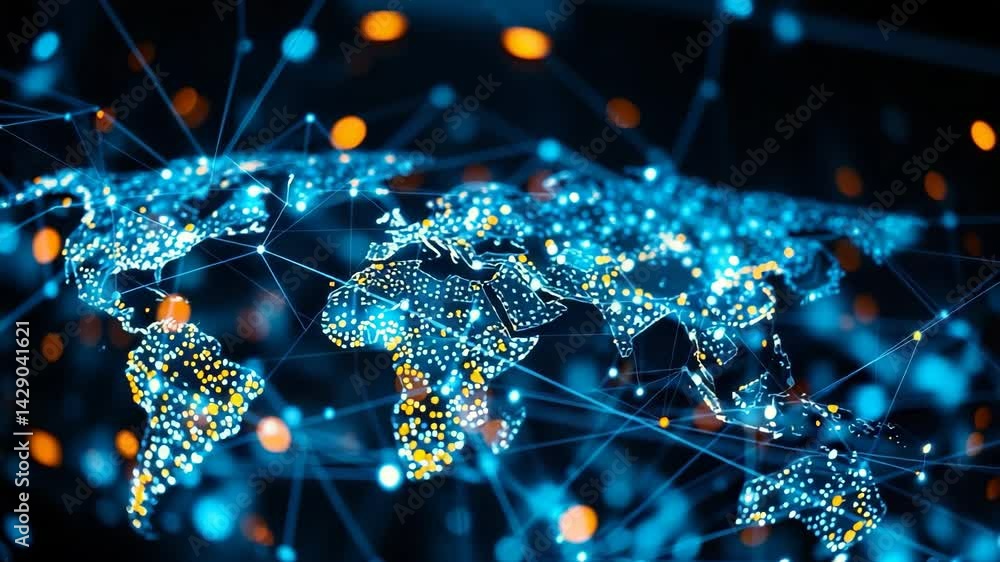 Poster electronic signals weaving through a global network a tapestry of tech connectivity 4k