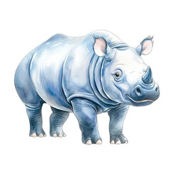 Obraz premium Isolated Watercolor Illustration of a Babirusa with a Soft Blue Gradient and Detailed Features