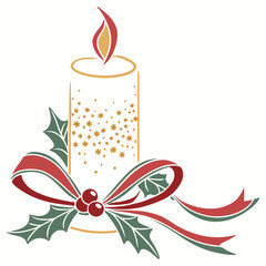 christmas candle with red ribbon