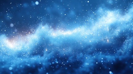 Obraz premium Sparkling Blue Celestial Nebula Cosmic Dust and Glimmering Stars Background