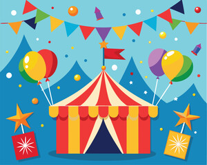 Obraz premium Step Right Up! A Colorful Circus Party Scene