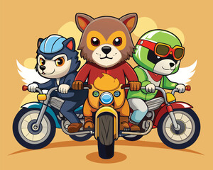 Cute Animal Riders on a Motorcycle Adventure
