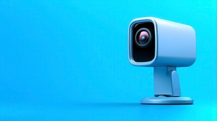 Modern Surveillance Camera on a Light Blue Background Showcasing Advanced Technology and Innovation in Security Equipment