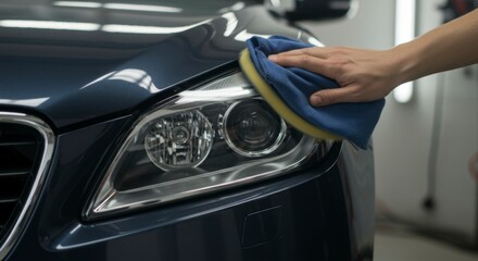 Car detailing, polishing headlight