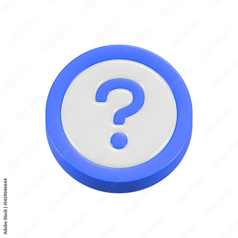Poster question mark icon 3d rendering realistic button