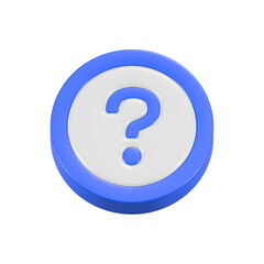 question mark icon 3d rendering realistic button