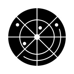 Minimalist radar screen illustration with simple target transparent . indicators displayed on the interface display in black