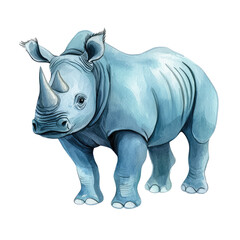 Fototapeta premium Isolated Illustration of a Blue Rhino on Transparent background with Unique Features and Detail