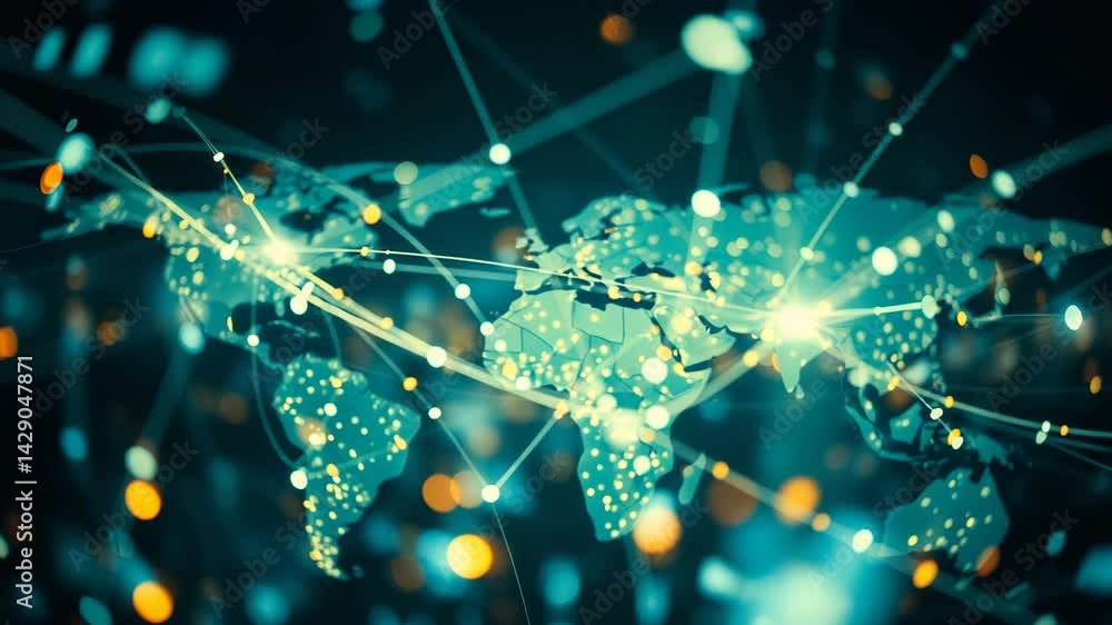 Poster electronic signals weaving through a global network a tapestry of tech connectivity 4k
