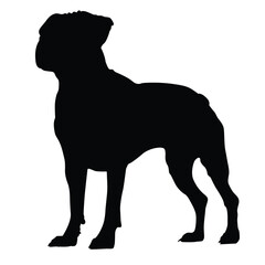 Bulldog Silhouette Standing on White Background – Powerful Pet Animal Outline Ideal for Logos, Guard Concepts, Mascot Art, and Vector Illustration Projects