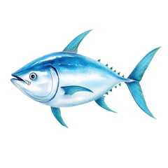 Obraz premium Isolated Bluefin Tuna Illustration with Detailed Features and Vibrant Blue Color Scheme