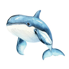 Fototapeta premium Detailed Illustration of a Bowhead Whale in a Vibrant Watercolor Style