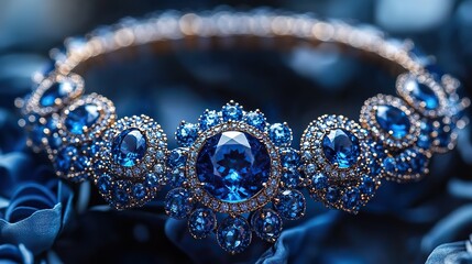 Indigo gemstones are set into ornate jewelry, their deep hues captivating the eye