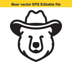 Bear vector wearing western hat