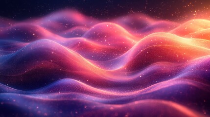 Abstract Cosmic Landscape Glowing Nebula Waves Pink Purple Orange