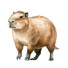 Fototapeta premium Full-Body Illustration of Capybara in Natural Setting with Detailed Fur and Expression