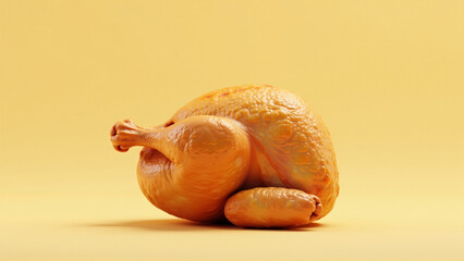 Stylized Minimalist Roasted Chicken Render on Pastel Background - Graphic Food Icon