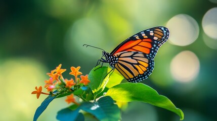Naklejka premium Butterfly on flower in macro nature photography