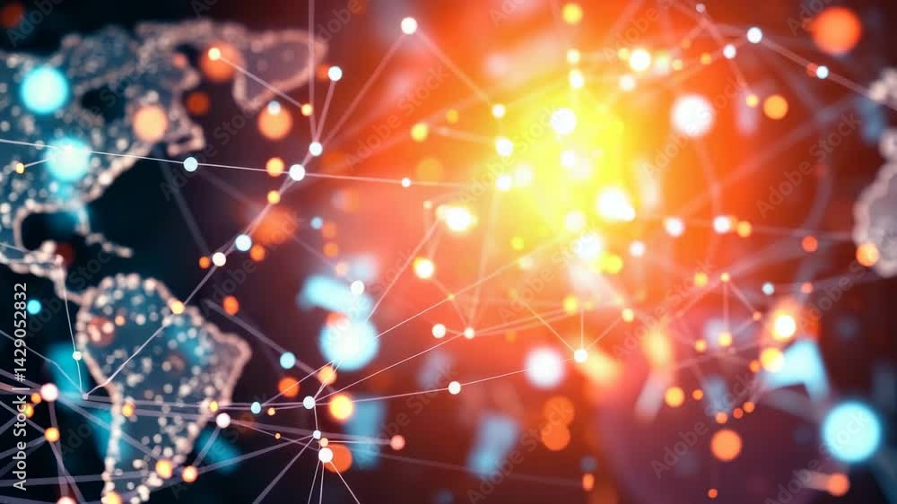 Poster electronic signals weaving through a global network a tapestry of tech connectivity 4k