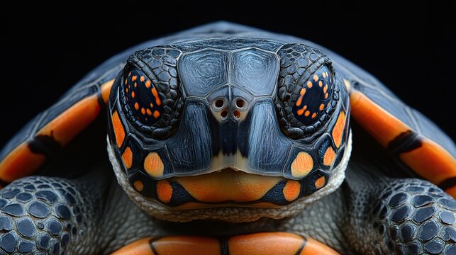 Intricate patterns of markings on the shell of a turtle